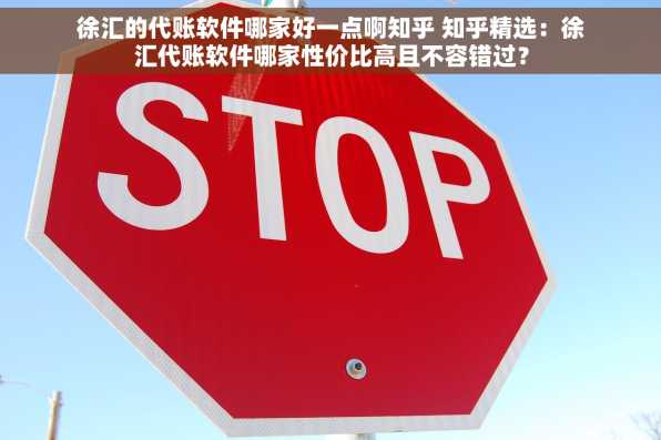 徐汇的代账软件哪家好一点啊知乎 知乎精选：徐汇代账软件哪家性价比高且不容错过？