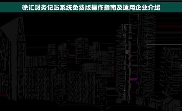 徐汇财务记账系统免费版操作指南及适用企业介绍