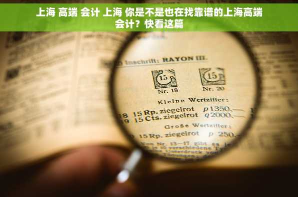 上海 高端 会计 上海 你是不是也在找靠谱的上海高端会计？快看这篇