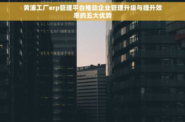 黄浦工厂erp管理平台推动企业管理升级与提升效率的五大优势