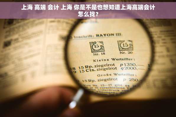 上海 高端 会计 上海 你是不是也想知道上海高端会计怎么找？
