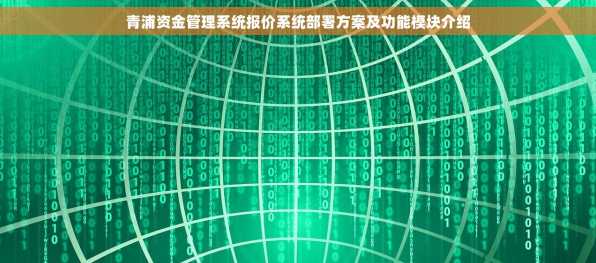 青浦资金管理系统报价系统部署方案及功能模块介绍