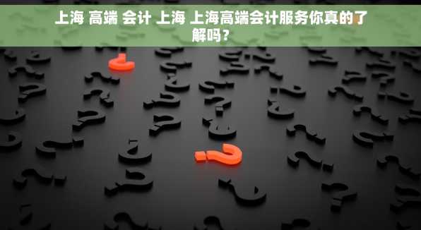 上海 高端 会计 上海 上海高端会计服务你真的了解吗？