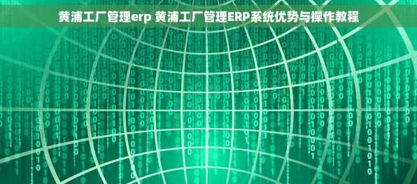 黄浦工厂管理erp 黄浦工厂管理ERP系统优势与操作教程