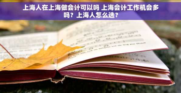 上海人在上海做会计可以吗 上海会计工作机会多吗？上海人怎么选？