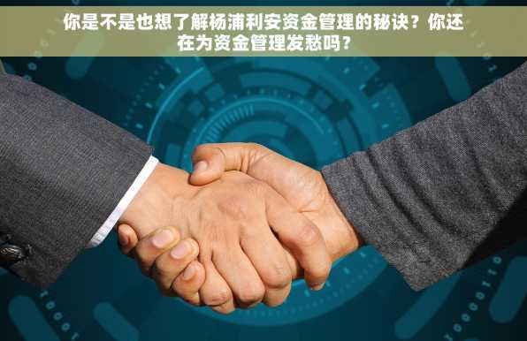 你是不是也想了解杨浦利安资金管理的秘诀？你还在为资金管理发愁吗？