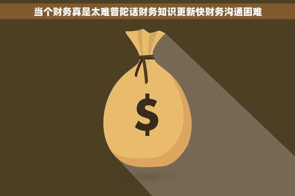当个财务真是太难普陀话财务知识更新快财务沟通困难