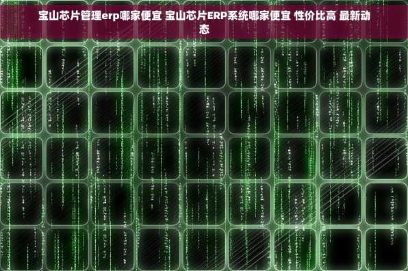 宝山芯片管理erp哪家便宜 宝山芯片ERP系统哪家便宜 性价比高 最新动态