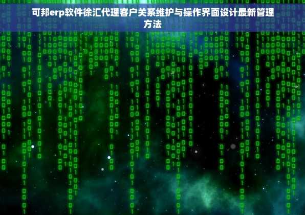 可邦erp软件徐汇代理客户关系维护与操作界面设计最新管理方法